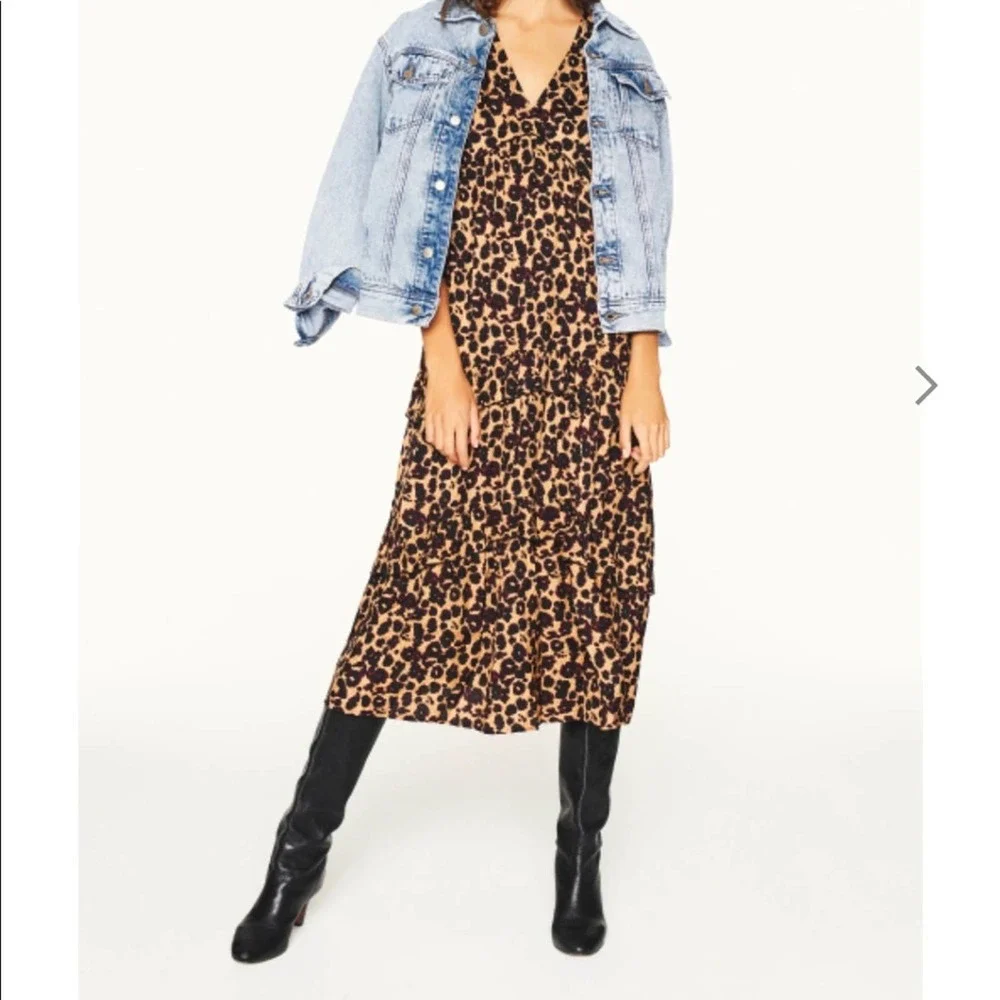 Ba&sh Leopard Dress Tracy Camel Leopard Print Midi